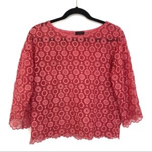 [COSMO] Vintage Cosmo Italian Sheer Embroidered Top S